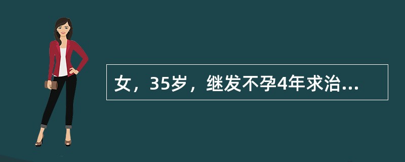 女，35岁，继发不孕4年求治，发现左附件囊肿3月。腹腔镜手术见左卵巢巧克力囊肿6