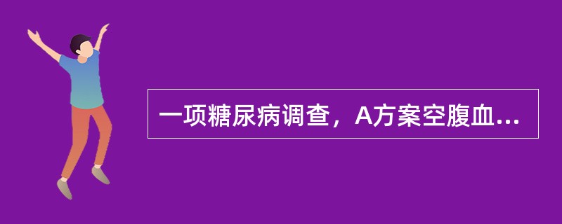 一项糖尿病调查，A方案空腹血糖临界点水平定在7.0mmol/L，B方案空腹血糖临