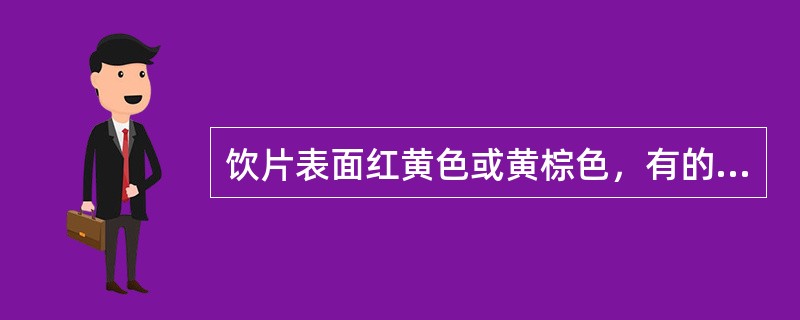 饮片表面红黄色或黄棕色，有的可见条形髓，无臭，味微涩的是饮片表面可见黑色与黄白色