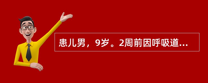 患儿男，9岁。2周前因呼吸道感染，出现畏寒、发热，之后四肢皮肤出现大片瘀斑，来医