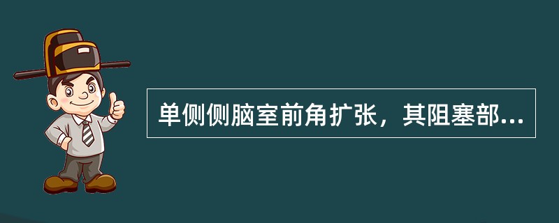 单侧侧脑室前角扩张，其阻塞部位在（）