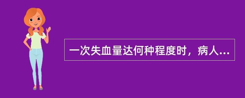 一次失血量达何种程度时，病人即可出现临床症状（）
