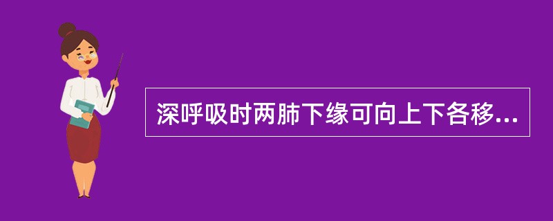 深呼吸时两肺下缘可向上下各移动多大范围（）