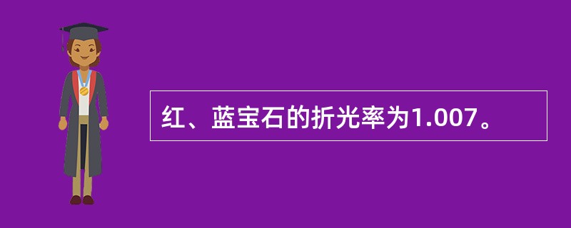 红、蓝宝石的折光率为1.007。