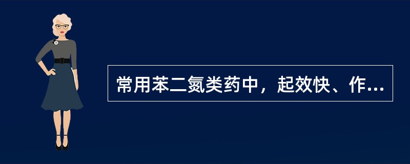 常用苯二氮类药中，起效快、作用最强的药物是（）