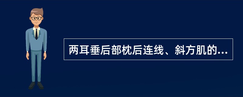 两耳垂后部枕后连线、斜方肌的外缘或距中线4cm处（相当于风池穴）是（）。