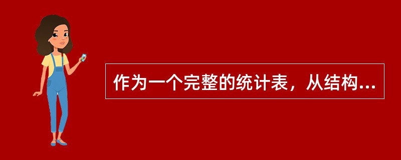 作为一个完整的统计表，从结构上看，一般要由下面哪几个部分组成（）。