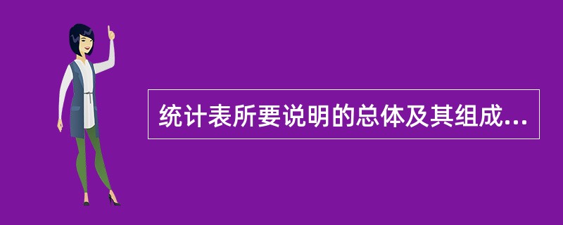 统计表所要说明的总体及其组成部分称为统计表的（）