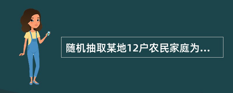 随机抽取某地12户农民家庭为样本，调查得到有关收入与食品支出的资料如下：单位：元