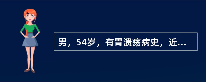 男，54岁，有胃溃疡病史，近几年因工作紧张患高血压：22/13.6kPa.问最好