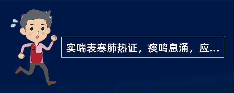 实喘表寒肺热证，痰鸣息涌，应加用的药物是（）