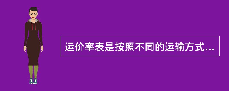 运价率表是按照不同的运输方式来分的，其中水运的运价率表分类最多。