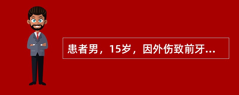 患者男，15岁，因外伤致前牙折断，检查X线片示已做完善根管治疗，叩痛（－），松（