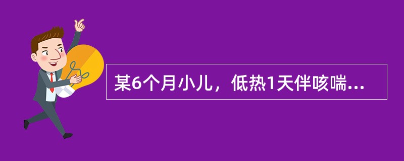 某6个月小儿，低热1天伴咳喘，吃奶时有呛咳，哭吵时唇周轻度发绀。查体：体温38℃