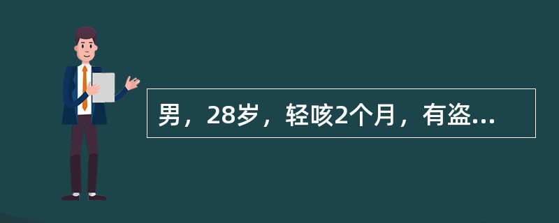 男，28岁，轻咳2个月，有盗汗。胸片如图此病属下列哪型（）