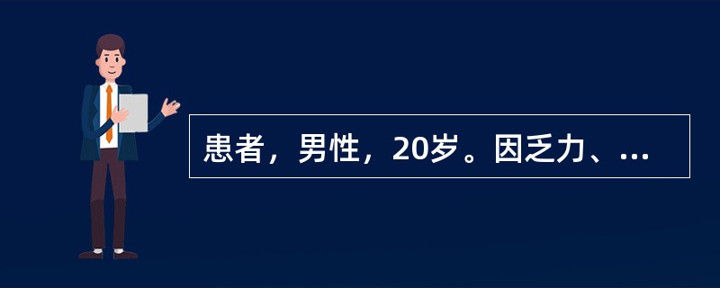 患者，男性，20岁。因乏力、食欲下降、厌油、恶心1周，尿黄4天就诊。查体：血压1