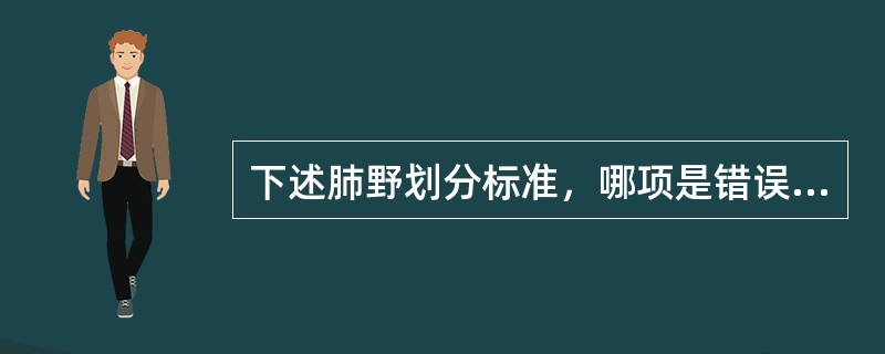 下述肺野划分标准，哪项是错误的（）