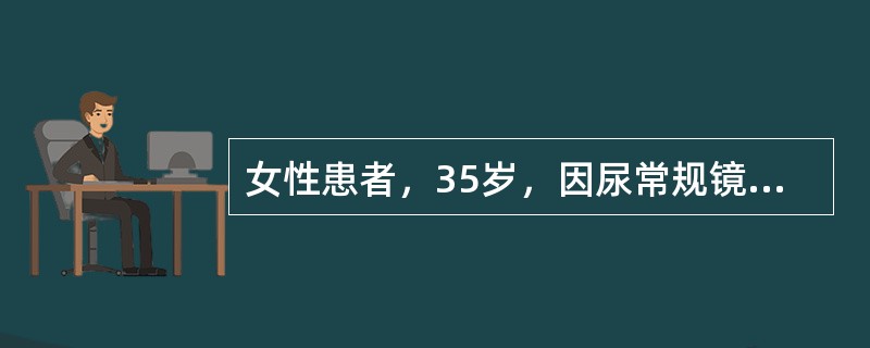 女性患者，35岁，因尿常规镜下血尿就诊，超声检查发现肾脏大小接近正常，肾皮质回声