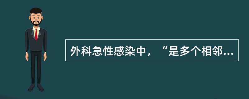 外科急性感染中，“是多个相邻的毛囊及其所属皮脂腺或汗腺的急性化脓性感染，或由多个