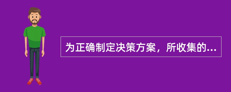 为正确制定决策方案，所收集的信息应力求（）