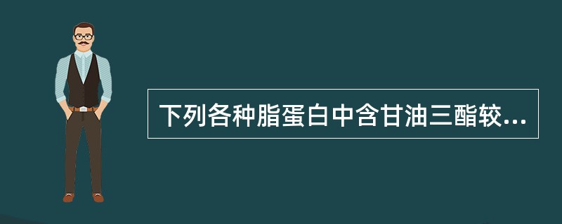 下列各种脂蛋白中含甘油三酯较少的是（）。