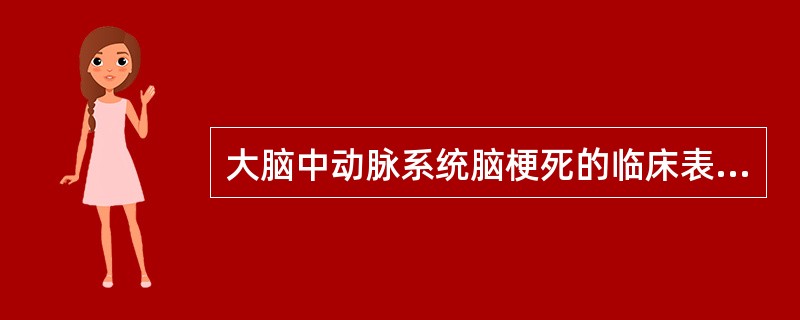 大脑中动脉系统脑梗死的临床表现不包括（）