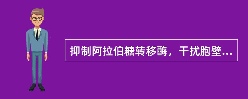 抑制阿拉伯糖转移酶，干扰胞壁半乳糖合成（）