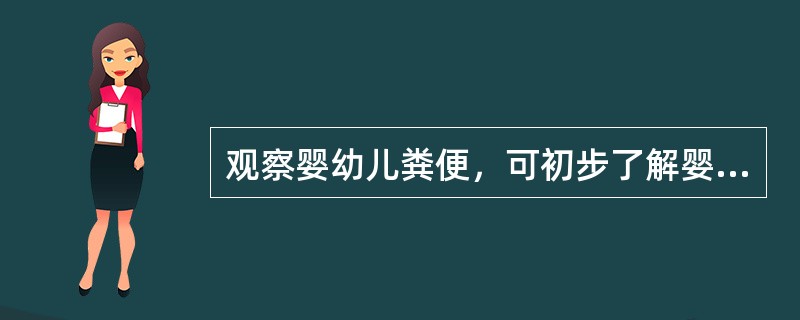 观察婴幼儿粪便，可初步了解婴幼儿（）的情况。