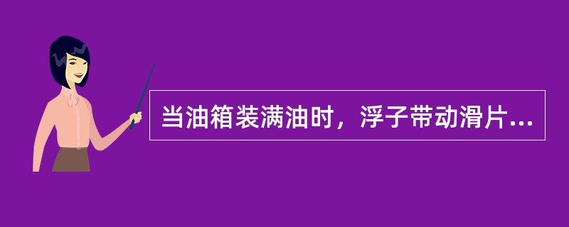 当油箱装满油时，浮子带动滑片使电阻全部接入，此时左线圈电流最小，右线圈电流最大，