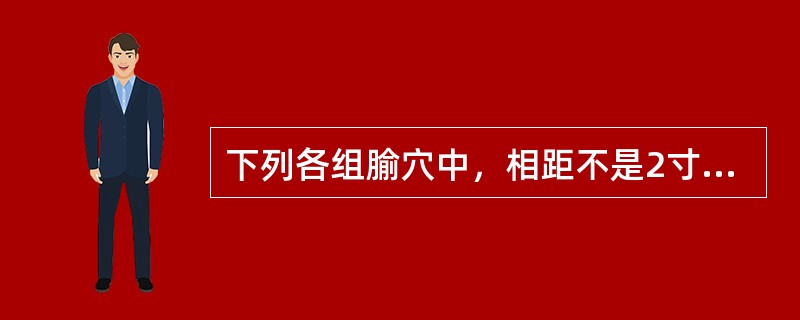 下列各组腧穴中，相距不是2寸的是（）。