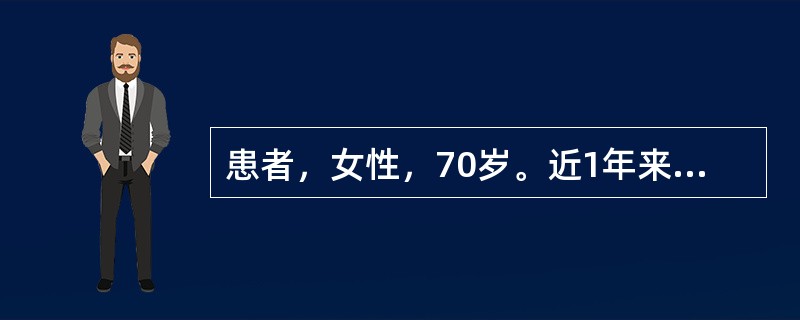 患者，女性，70岁。近1年来腰背、脊柱X线检查示：胸12腰1椎体楔形压缩性骨折，