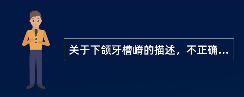 关于下颌牙槽嵴的描述，不正确的是（）。