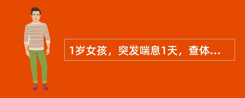 1岁女孩，突发喘息1天，查体：体温正常。稍气促，两肺广布哮鸣音。母有哮喘史。给予