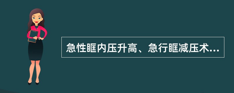 急性眶内压升高、急行眶减压术()瞳孔直接对光反射消失或迟钝、视力严重下降()眼外