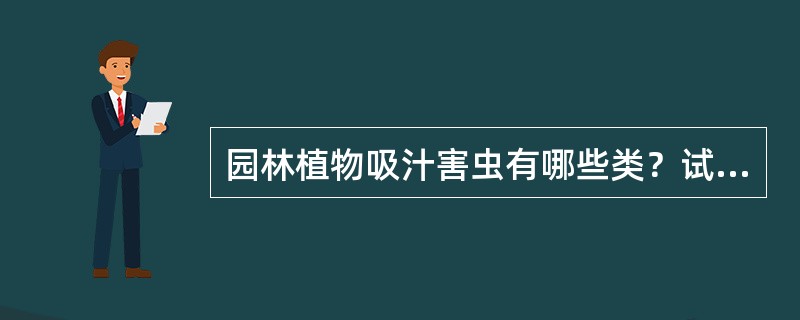 园林植物吸汁害虫有哪些类？试举出五类并说出其分类地位？