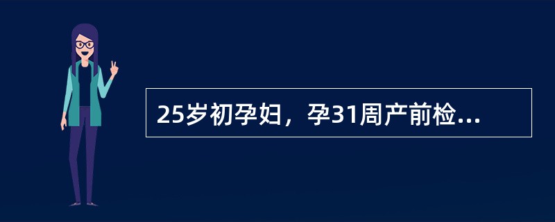 25岁初孕妇，孕31周产前检查正常，孕34周出现头痛、眼花症状。检查血压180／