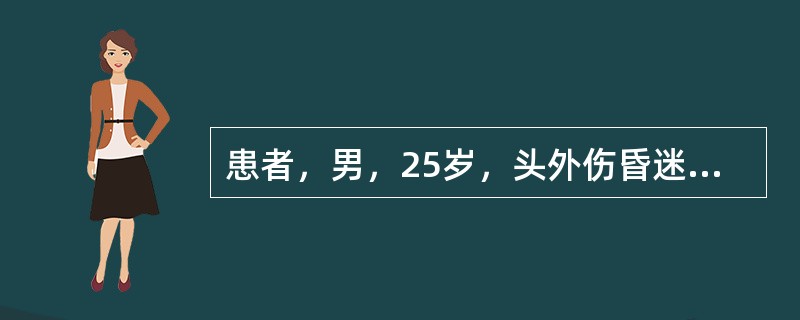 患者，男，25岁，头外伤昏迷5分钟后清醒，送医院途中再度陷入昏迷，伴呕吐。体检：