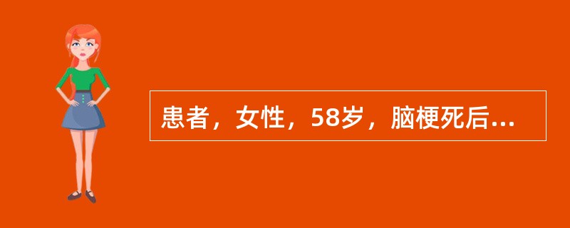 患者，女性，58岁，脑梗死后1个月，进行吞咽障碍评定，发现患者咽反射减弱，患者可