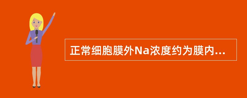 正常细胞膜外Na浓度约为膜内Na浓度的（）