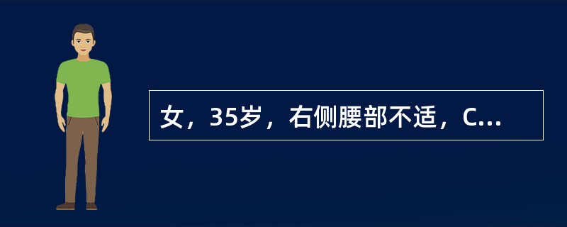 女，35岁，右侧腰部不适，CT增强扫描如图所示，下列说法正确的是（）