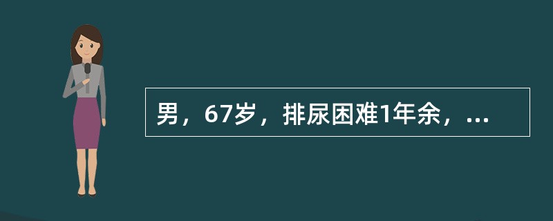 男，67岁，排尿困难1年余，加重1个月，结合所示图像最可能的诊断为（）