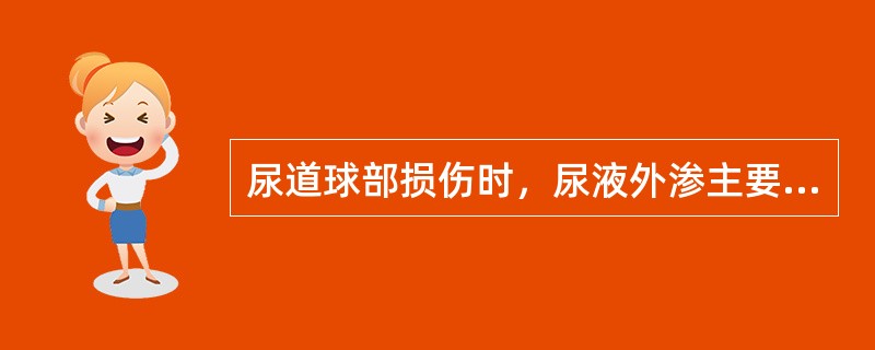 尿道球部损伤时，尿液外渗主要分布于（）