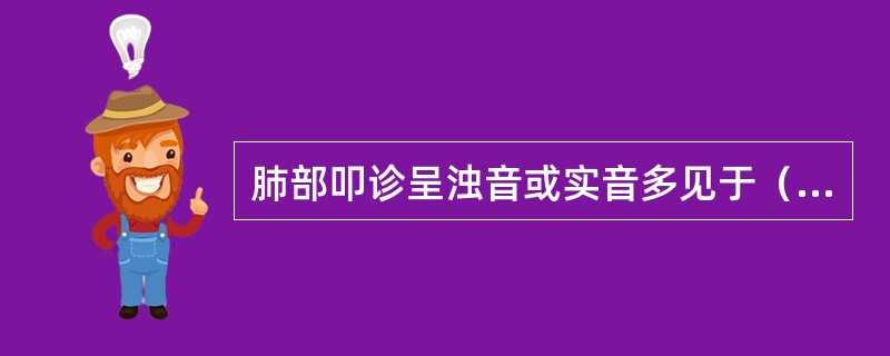 肺部叩诊呈浊音或实音多见于（）。