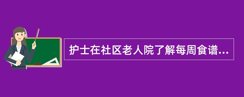 护士在社区老人院了解每周食谱是属于社区评估的哪种方法？（）