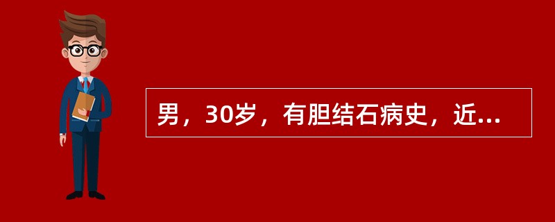 男，30岁，有胆结石病史，近日腹痛、腹胀，CT检查如图，应诊断为()