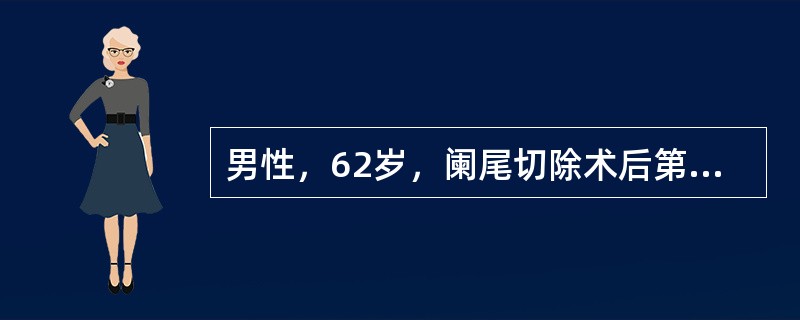 男性，62岁，阑尾切除术后第6天起上腹隐痛，伴发热、寒战，体温高达39.5℃，无