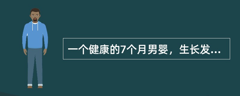 一个健康的7个月男婴，生长发育正常。其智能、运动发育有以下特点（）