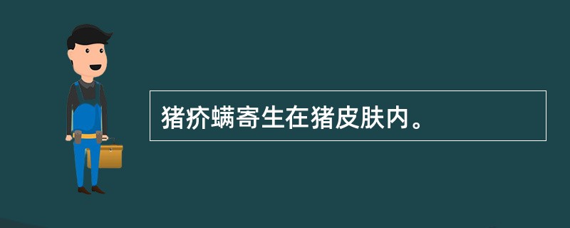 猪疥螨寄生在猪皮肤内。