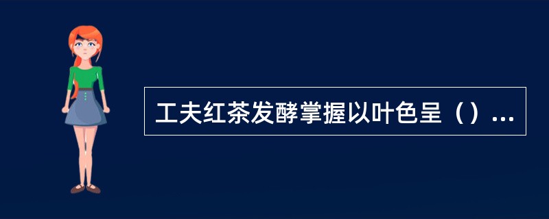 工夫红茶发酵掌握以叶色呈（）为适度。