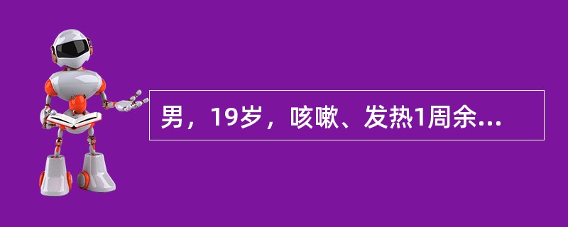 男，19岁，咳嗽、发热1周余，X线检查如图，最可能的诊断是()